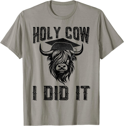 Funny Cow Graduated Holy Cow I Did It Graduation Vintage T-Shirt