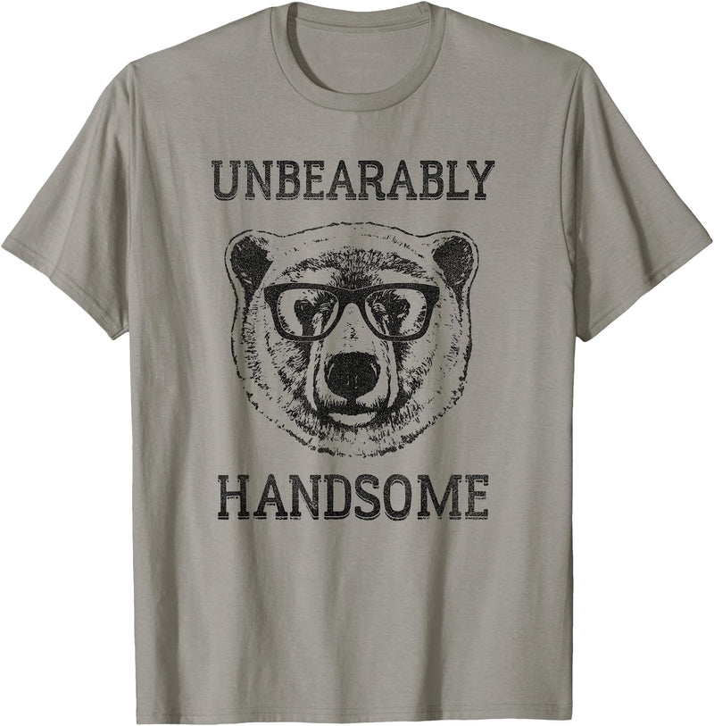 Trendy Apparel Trendy Unbearably Handsome Stunning Bear Face T-Shirt - Slate Grey