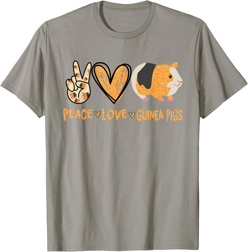 Funny Guinea Pig Lover Peace Love Guinea Pigs Cute Guinea Pig Lover T-Shirt - Slate Grey