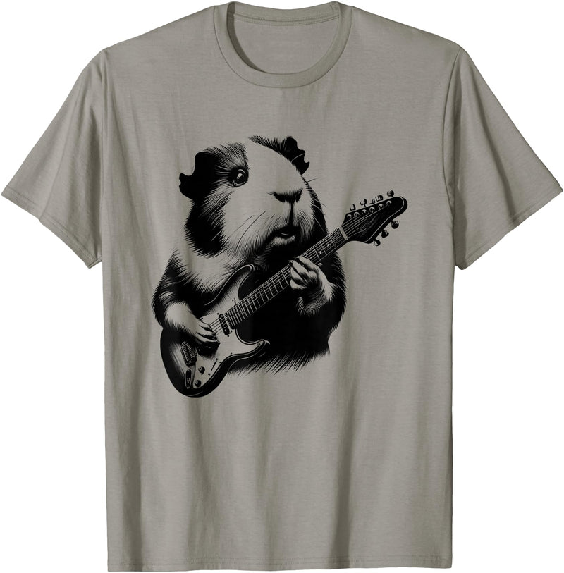 Electric Guitar Guinea Pig Co. Guinea Pig Playing Electric Guitar Rock Star Guitarist T-Shirt - Slate Grey