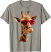 Giraffe Designs. Giraffe Wearing Sunglasses Funny Graphic T-Shirt - Slate Grey
