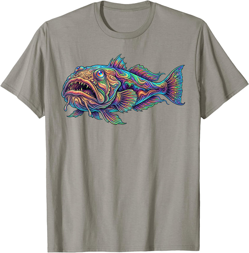 Abstract Ocean Art Stargazer Fish Deep Sea Aquarium Bottom Dweller T-Shirt - Slate Grey