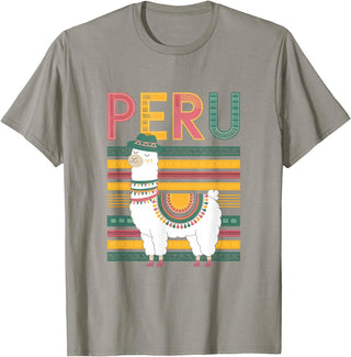 Shirt-o-Topia Cute Peruvian Llama from Peru - Fun Peru Design T-Shirt - Slate Grey
