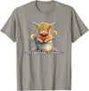 KAEDAM Gifts: Highland Cows Cute Baby Highland Cow Calf Love Spring Pastel Novelty T-Shirt - Slate Grey