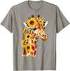 Funny Girl who loves Giraffe Sunflower Giraffe Cute Floral Safari Animal T-Shirt - Slate Grey