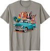 Farm Pickup Truck Farm animals Cow Girl Wife Tee Vintage Pickup Truck Farm Animals Rooster, Cow, Pig, Donkey T-Shirt - Slate