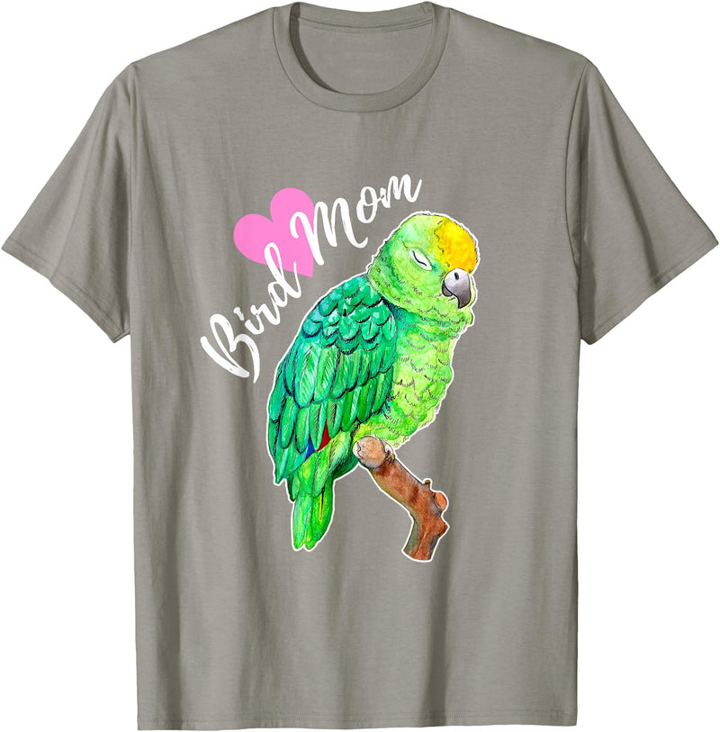 Parrot and Pet Bird Owners Amazon Parrot Lover Bird Mom Watercolor T-Shirt - Slate Grey