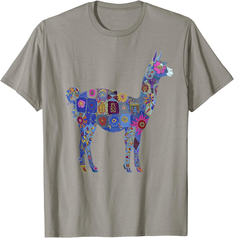 We Love Llamas & Alpacas - Peru Souvenirs Co. Peru Souvenir Llama Alpaca Flowers Peruvian Souvenir T-Shirt - Slate Grey