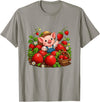 Kawaii Strawberry Piglet Farm Harvest Cute Farmer Pig Strawberry Patch Berry Picking T-Shirt - Slate Grey