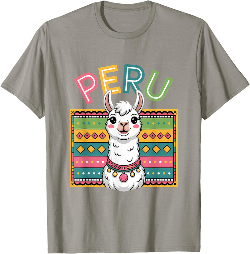 Peru Flag Peruvian Roots Peru Llama Peruvian Roots Peru Heritage T-Shirt - Slate Grey