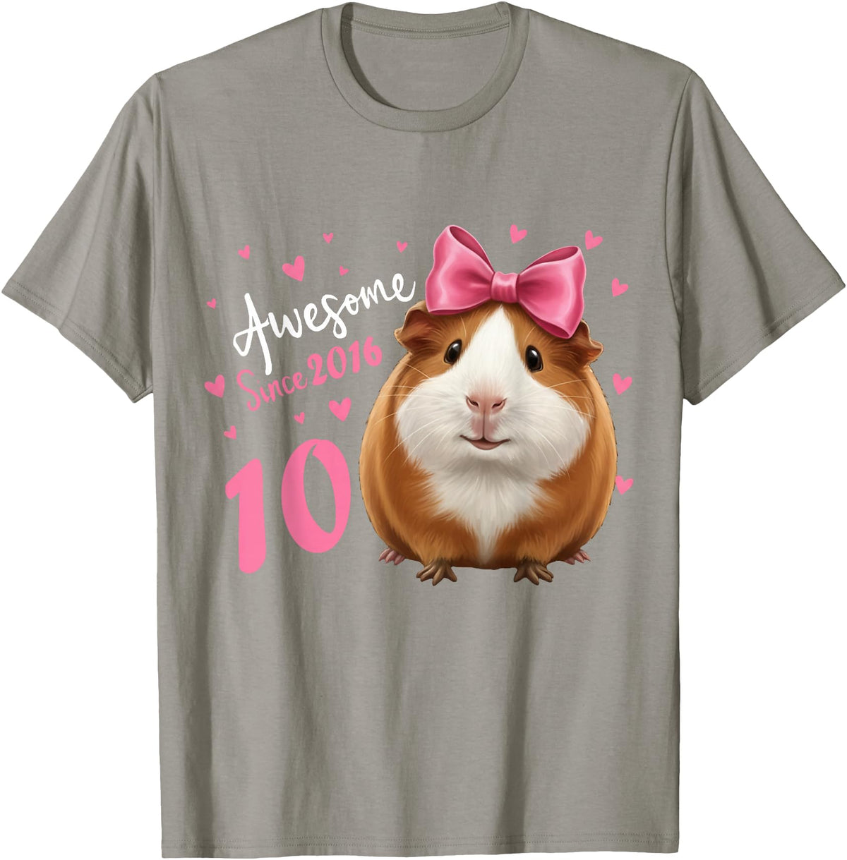 Funny Guinea Pig Birthday Party Girls 10 Years Old Guinea Pig Birthday for Girls 10th Bday T-Shirt - Slate Grey