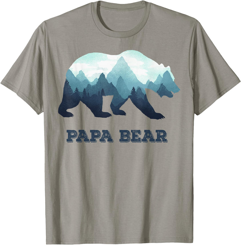 Dramabite Papa Bear Wildlife Father's Day Gift for Dad, Daddy or Dada T-Shirt - Slate Grey