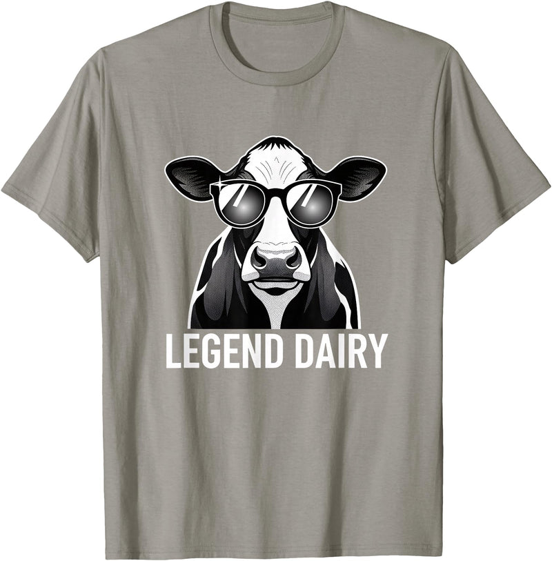 Farmstead Legends Legend Dairy, Cool Cow with Sunglasses T-Shirt - Slate Grey