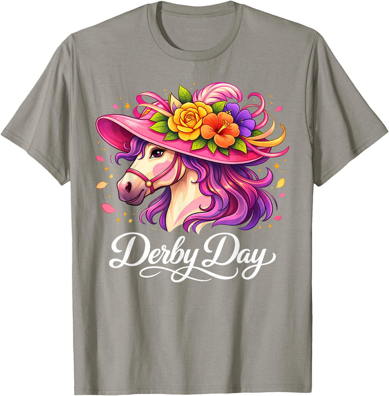 Funny Outfit Men Women 2026 Horse Racing Funny Derby Day 2026 Horse Racing T-Shirt - Slate Grey