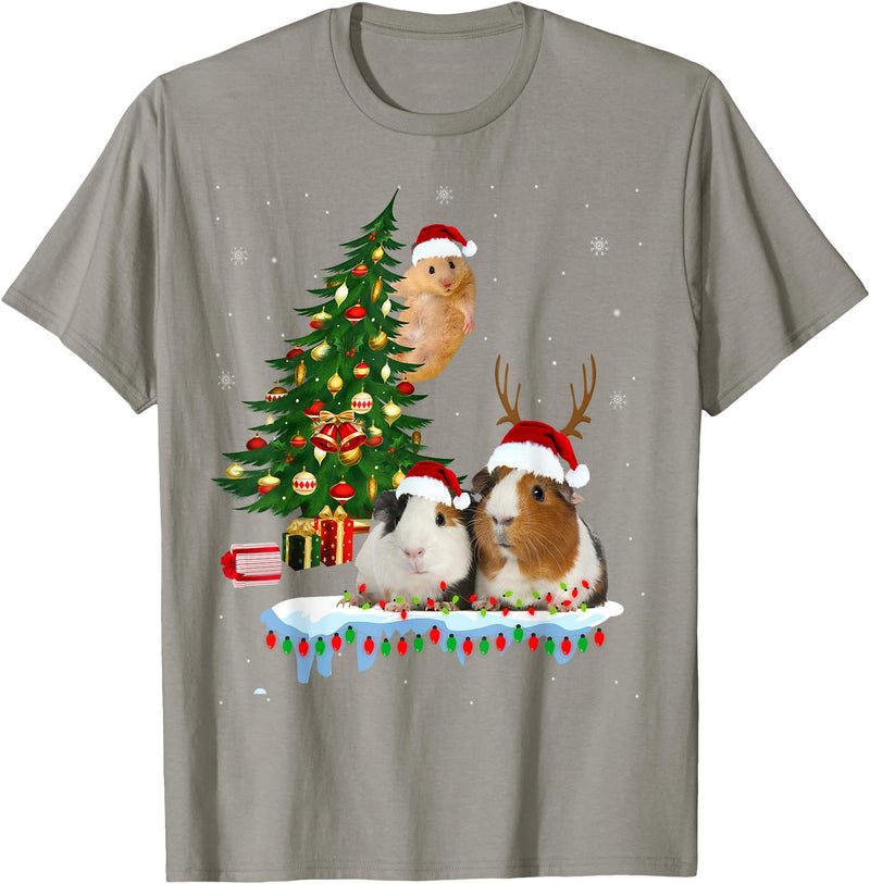 zainjr Christmas Christmas Guinea Pig Pajama xmas santa hat tree kids girls T-Shirt - Slate Grey