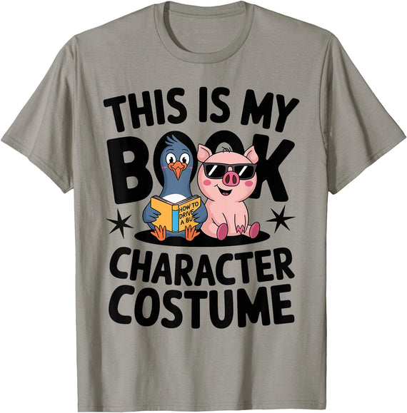 Book Character Fun Costumes This is My Book Character Costume Penguin Pig T-Shirt - Slate Grey