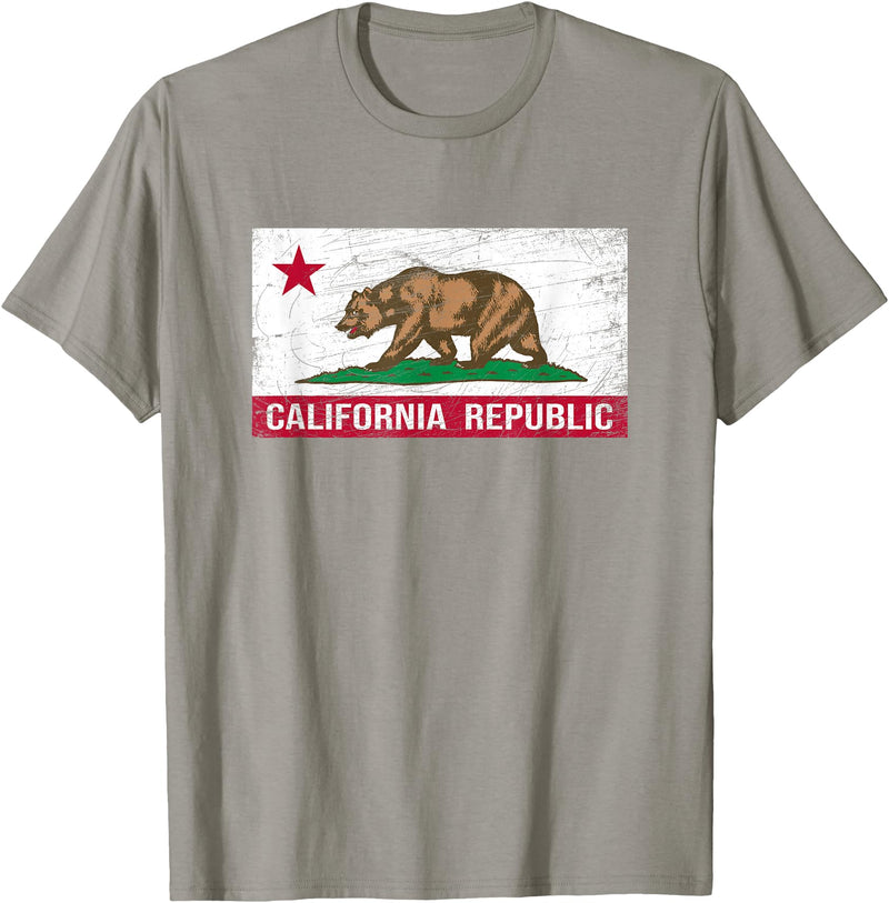Graphic Club Inc. California Republic Flag - CA - Distressed Design - Classic T-Shirt - Slate Grey