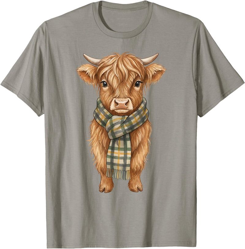 Farmer Cute Women Highland Cow Shirts Cozy Fall Autumn Highland Cow T-Shirt - Slate Grey