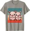 Cute Sibling Baby Little Pink Pig Sister Animal Pig Lovers T-Shirt - Slate Grey