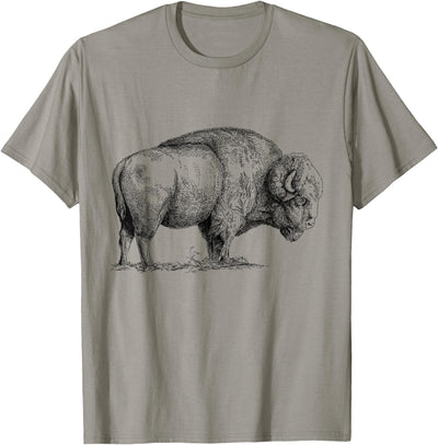 Cow Vintage Retro Bison Drawn American Buffalo T-Shirt