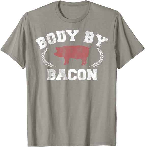 Trendy Apparel Body By Bacon Pig Vintage Collegiate T-Shirt - Slate Grey