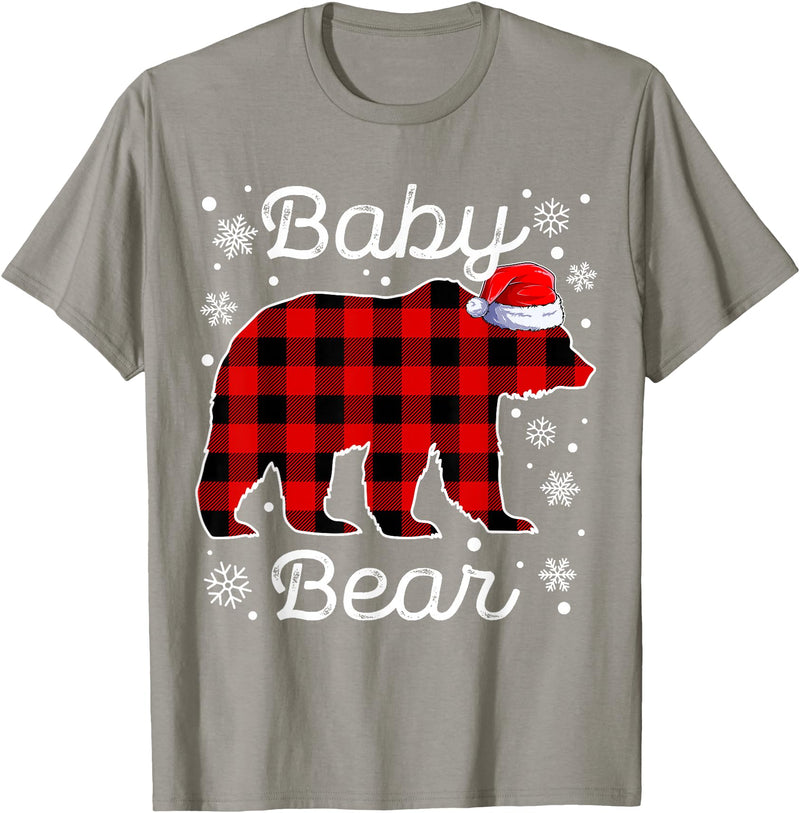 Bear Christmas Pajamas Family Tee Baby Bear Christmas Pajamas Red Plaid Buffalo Family T-Shirt - Slate Grey