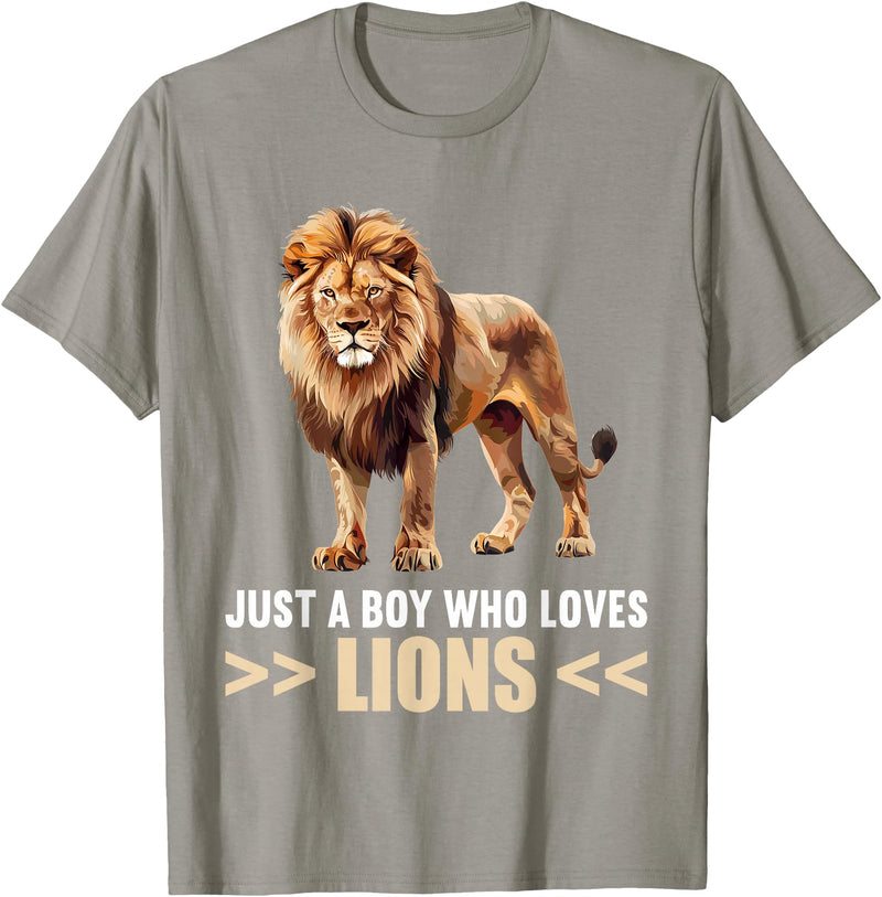 Lions Lion Lovers Shop Just a Boy who loves Lions Lion T-Shirt - Slate Grey