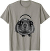 ROSS BOSS Funny Guinea Pig Graphic Tees Guinea Pig Shirt Headphones T-Shirt - Slate Grey