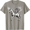 Cool Style Pegasus Majestic Winged Horse Mythology Fantasy Art T-Shirt - Slate Grey