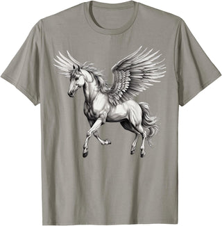 Cool Style Pegasus Majestic Winged Horse Mythology Fantasy Art T-Shirt - Slate Grey