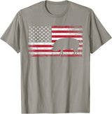 Pig Hog Farm Farmer 4th of July Shirt American Flag America T-Shirt - Slate Grey