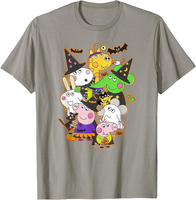 Peppa Pig Halloween Happy Costumes Group Shot T-Shirt - Slate Grey