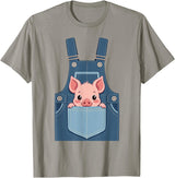 Pig Farm Animal Costumes Pig Costume - Funny Farmer, Pocket, Farm, Women, Men, Kids T-Shirt - Slate Grey