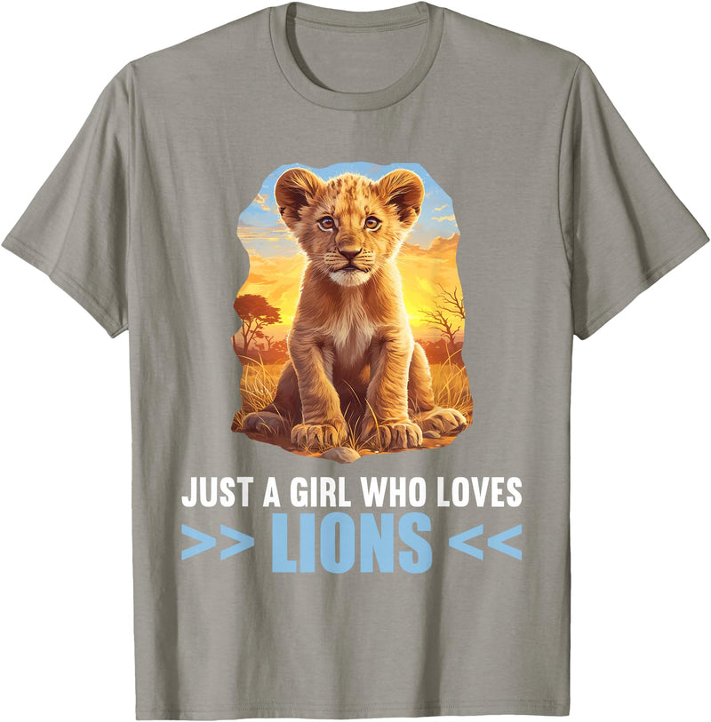 Lions Lion Lovers Shop Just a Girl who loves Lions Lion T-Shirt - Slate Grey