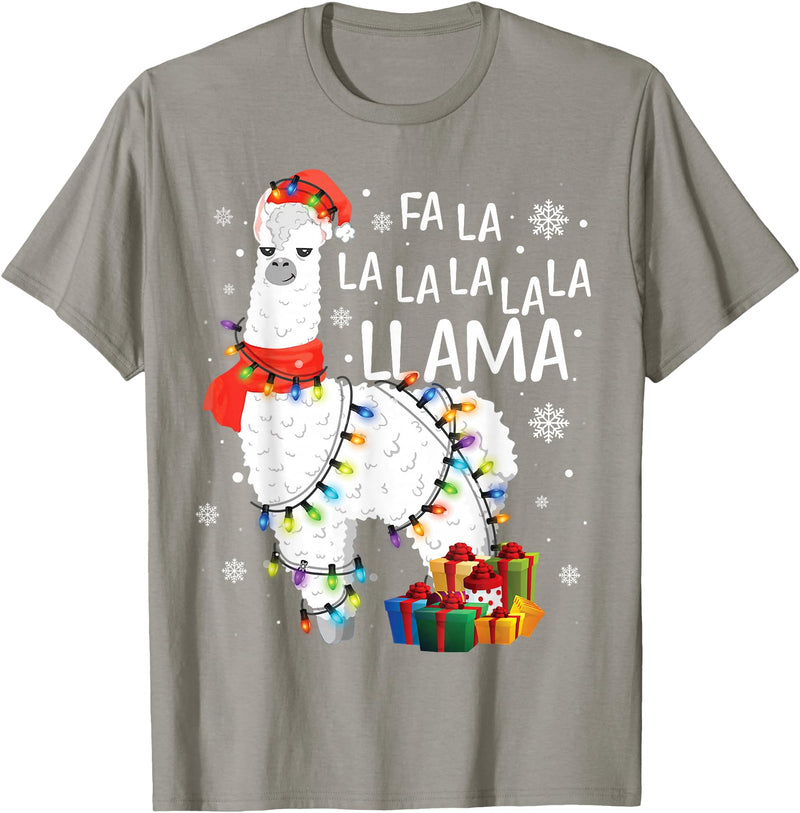 Funny Fa La La Llama Christmas Shirt FA La La Llama Christmas Funny Lllama Lover Xmas Pajamas T-Shirt - Slate Grey