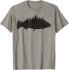Salmon Fishing Apparel Co. King Salmon Forest Silhouette Pacific Northwest Chinook T-Shirt - Slate Grey