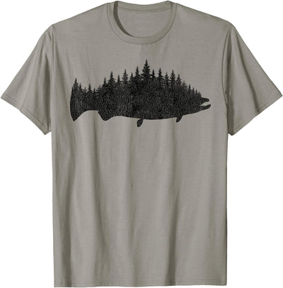 King Salmon Forest Silhouette Pacific Northwest Chinook T-Shirt