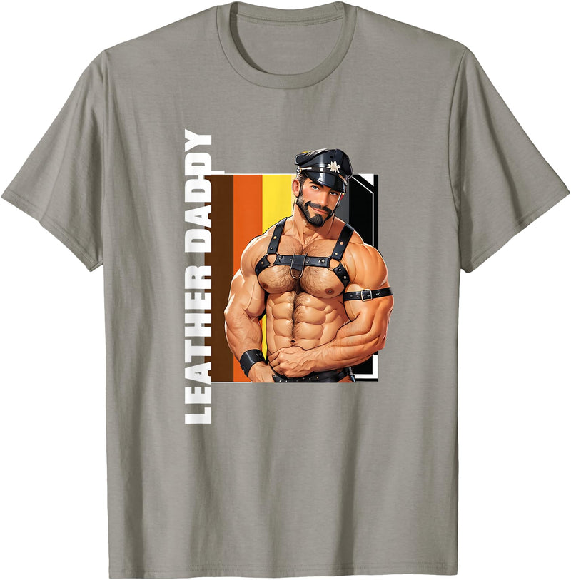 Vintage Gay Bear Pride & Dom Queer Top Retro Gay Daddy Leather Gay Biker - Bear Bearded Gay Pride T-Shirt - Slate Grey