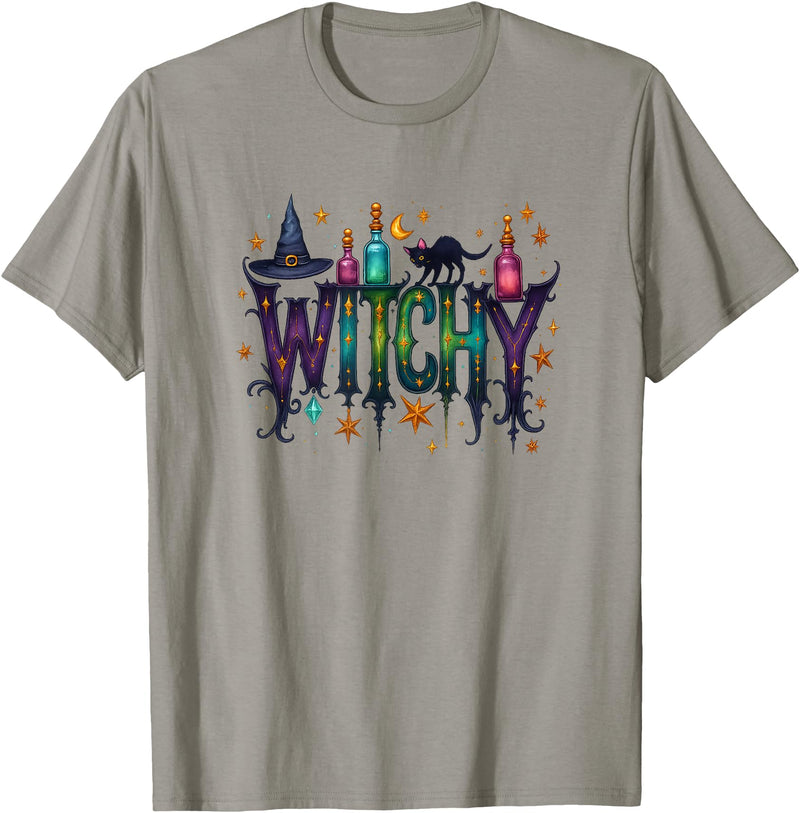 Whimsical Witchy Halloween Witchy Vibes T-Shirt - Slate Grey