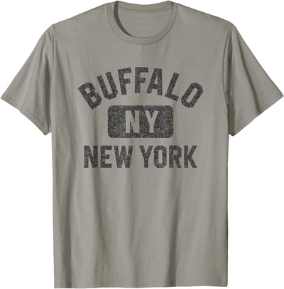 Cow Buffalo Ny Buffalo New York Gym Distressed Black T-Shirt