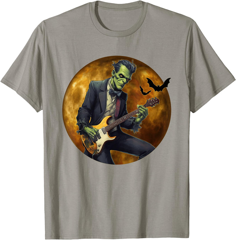 Dibble Dabble Designs Halloween Halloween Cool Monster Playing Electric Guitar T-Shirt - Slate Grey
