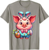 Pig Easter Designs. Easter Pig Bunny Ears Eggs Cute Farm Animal T-Shirt - Slate Grey