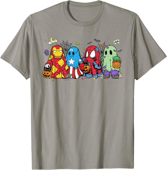 Retro Ghost Halloween Cute Spooky Season Halloween Kids T-Shirt - Slate Grey