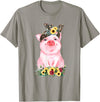 Pig Leopard Headband Flower Tees Pig With Leopard Headband Flower Cute Pig Lover T-Shirt - Slate Grey