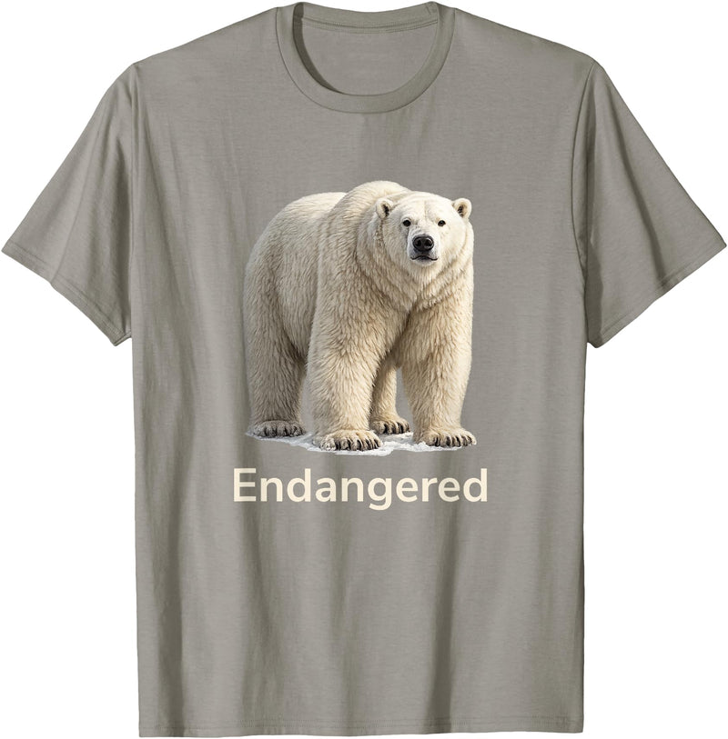 Endangered Animal Species Apparel Company Polar Bear Endangered Animal Species T-Shirt - Slate Grey