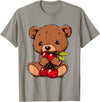 Cute Cherry Animals Cherry Bear Cute Bear Nature Cherry Fruit Artwork Wildlife T-Shirt - Slate Grey
