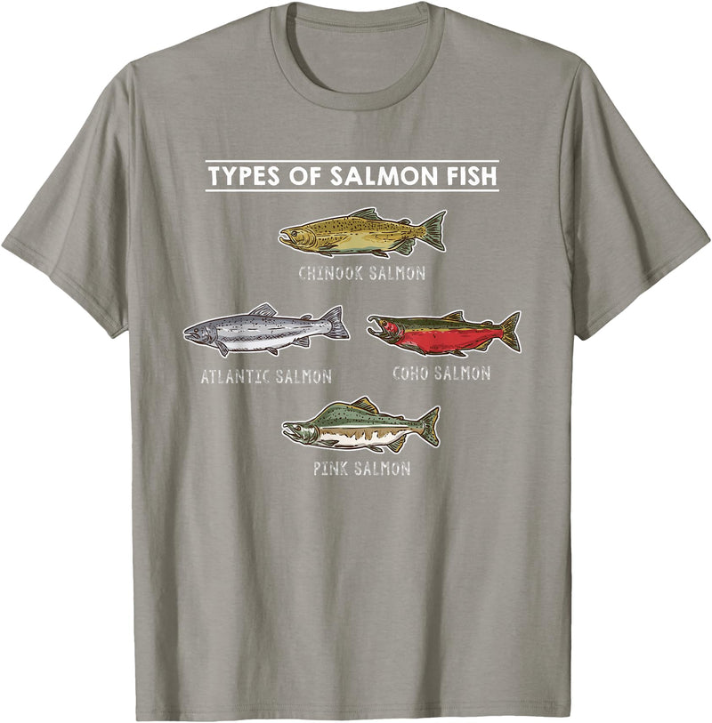 Awesome Fishing Designs Types of Salmon Fish for Salmon Fishing T-Shirt - Slate Grey