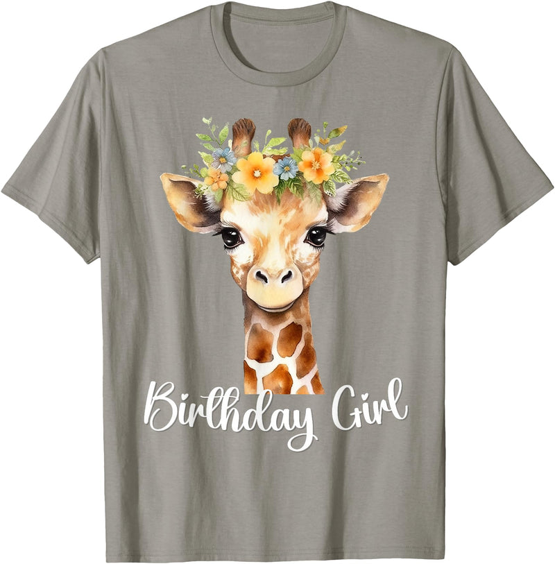Zoo Animal Matching Birthday Girl Party Outfits Giraffe Birthday Girl Outfit for Wife Zoo Birthday Party T-Shirt - Slate Grey