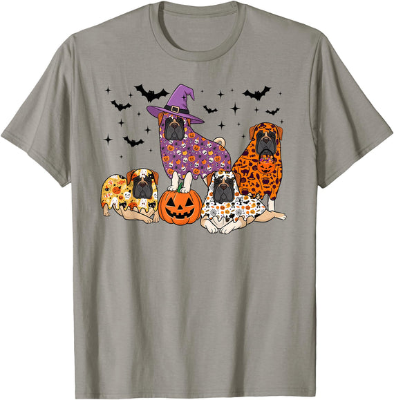 Funny Halloween Boo Ghost Dog Lover Spooky Season Funny Halloween Ghost English Mastiff Boo Costume Spooky Dog T-Shirt -