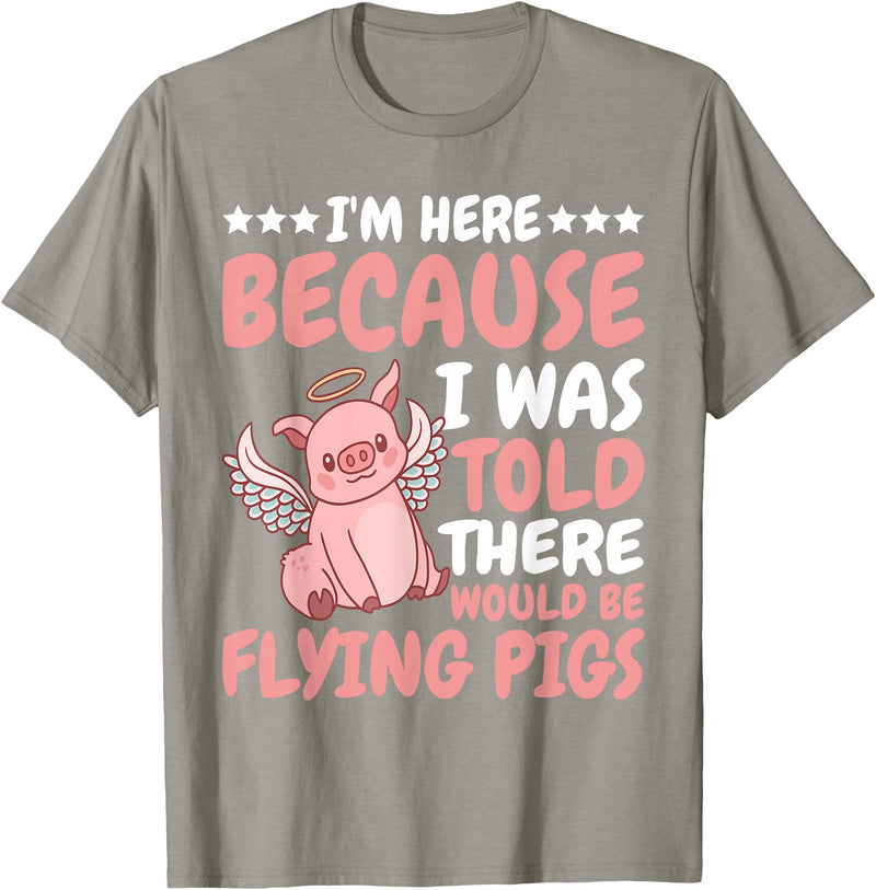 Flying Pigs FH I'm Here Because I Was Told There Would Be Flying Pigs |- T-Shirt - Slate Grey